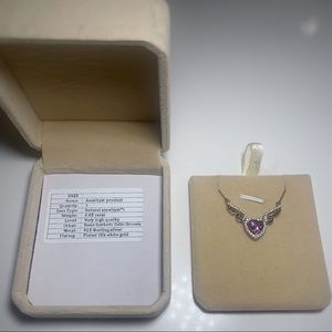 Amethyst heart shaped necklace with wings